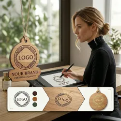 Projekt graficzny drewnianej zawieszki do samochodu