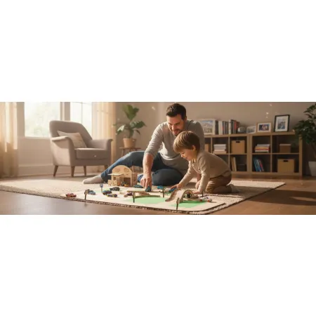 Drewniany tor modułowy „Zbuduj swoje miasto” – 62 elementy