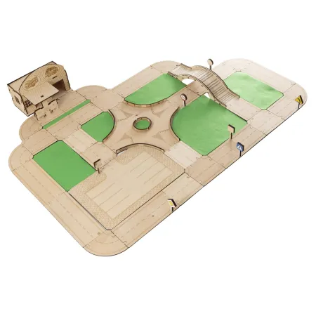 Drewniany tor modułowy „Zbuduj swoje miasto” – 62 elementy