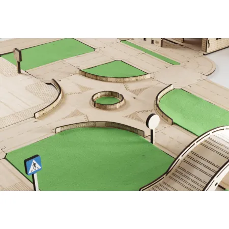 Drewniany tor modułowy „Zbuduj swoje miasto” – 62 elementy