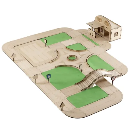 Drewniany tor modułowy „Zbuduj swoje miasto” – 62 elementy