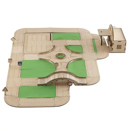 Drewniany tor modułowy „Zbuduj swoje miasto” – 62 elementy